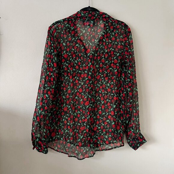 The Kooples Sheer Rose Print Button-Up Blouse Size 2 - NWOT - Picture 7 of 7
